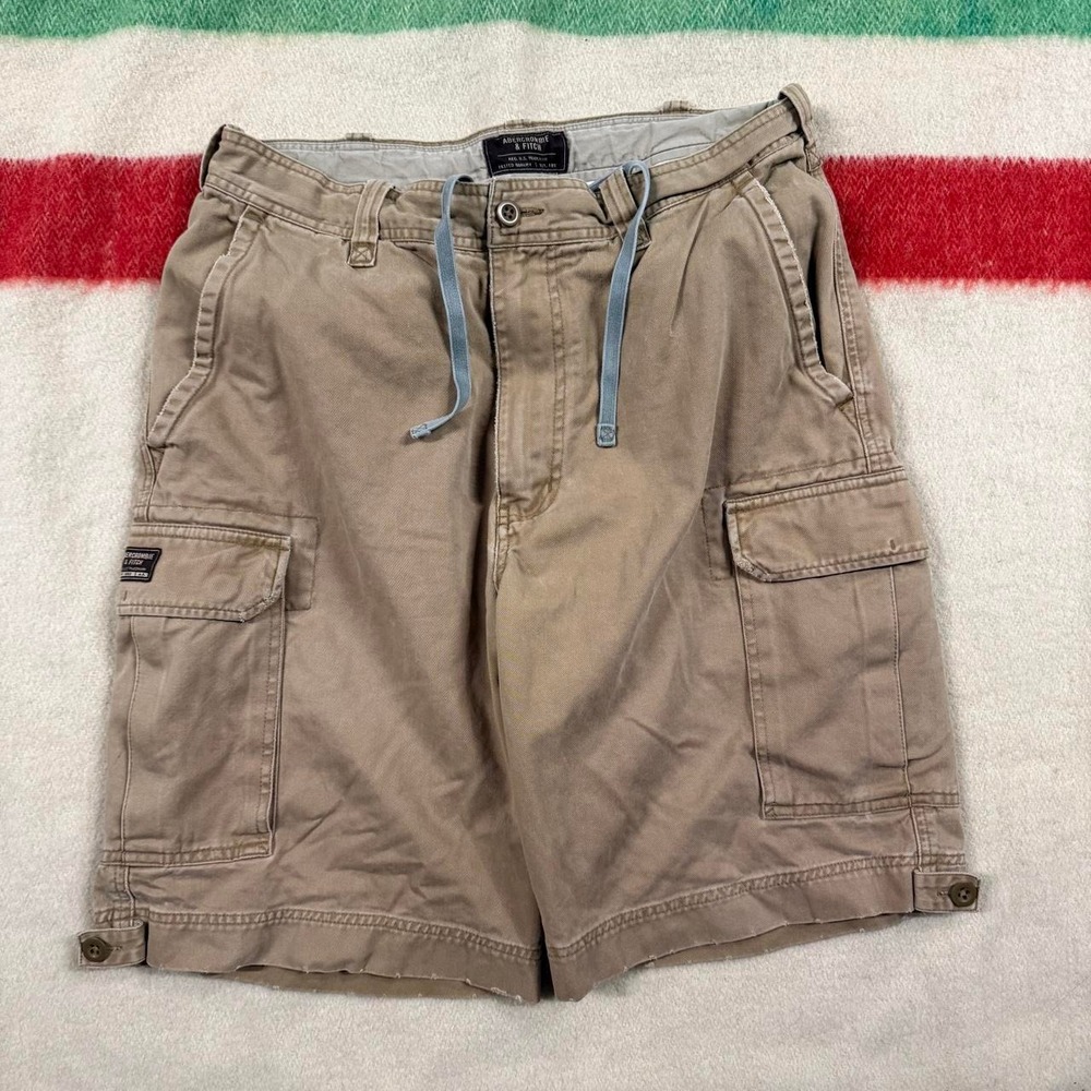 Vintage Abercrombie & Fitch Cargo Shorts Mens 33 Tan Khaki Baggy 90s Y2K Prep